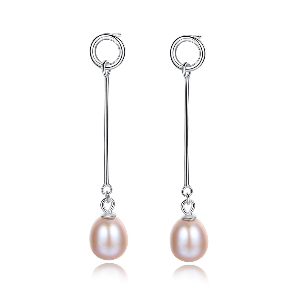 925 Sterling Silver Natural Pearl Drop Earrings Fashion Jewelry Gift for Women Girls
