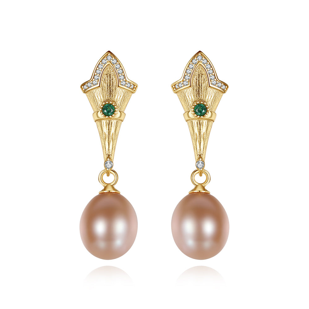 925 Sterling Silver Natural Pearl Drop Earrings Fashion Jewelry Gift for Women Girls