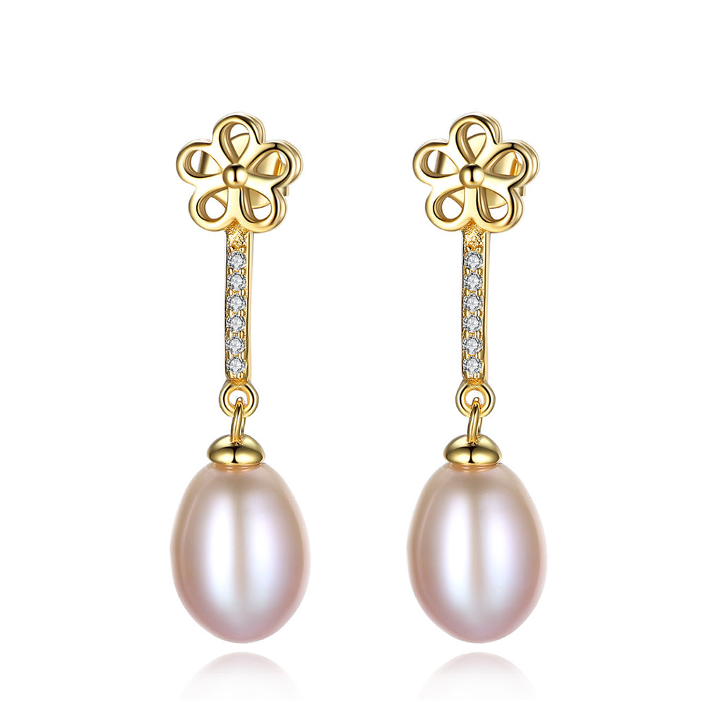 Pendientes colgantes de perla natural de plata de ley 925, joyería de moda, regalo para mujeres y niñas.