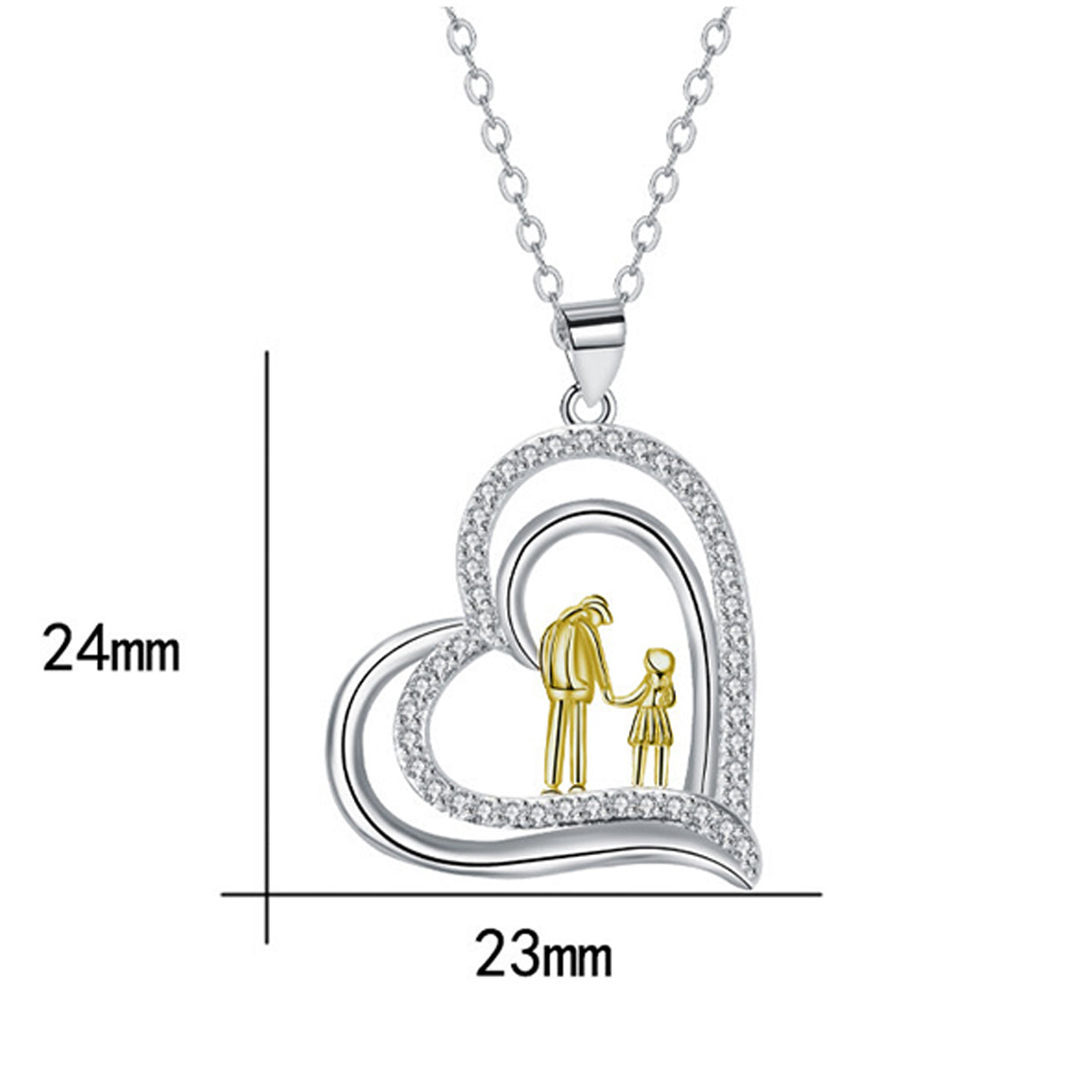 Collar con colgante de corazón de cobre bañado en plata y oro rosa