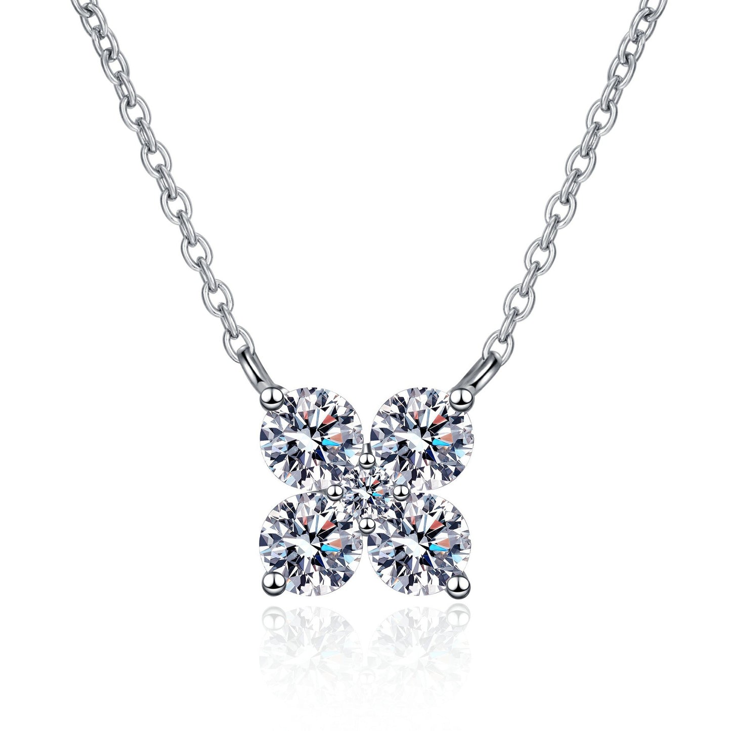 925 Sterling Silver 4 Round Moissanite Necklace