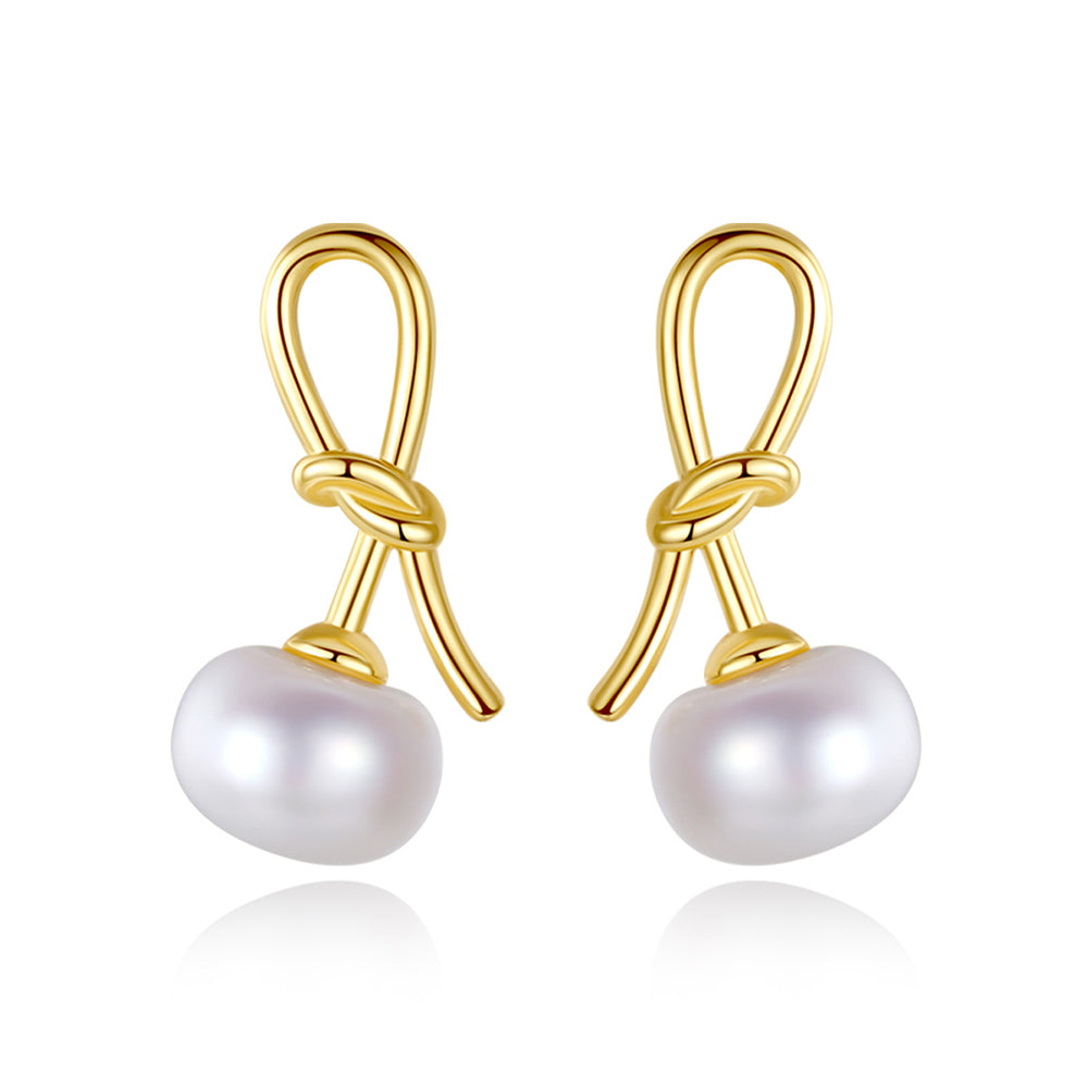 925 Sterling Silver Natural Pearl Drop Earrings Fashion Jewelry Gift for Women Girls