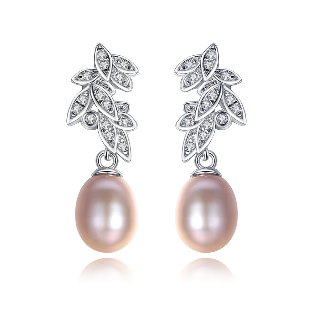 925 Sterling Silver Natural Pearl Stud Earrings Fashion Jewelry Gift for Women Girls