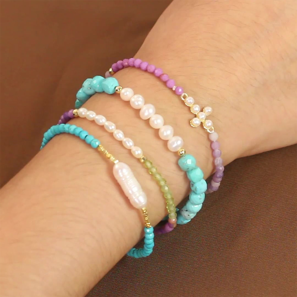 925 Sterling Silver Pearl Bracelet Fashion Jewelry Gift for Women Girls