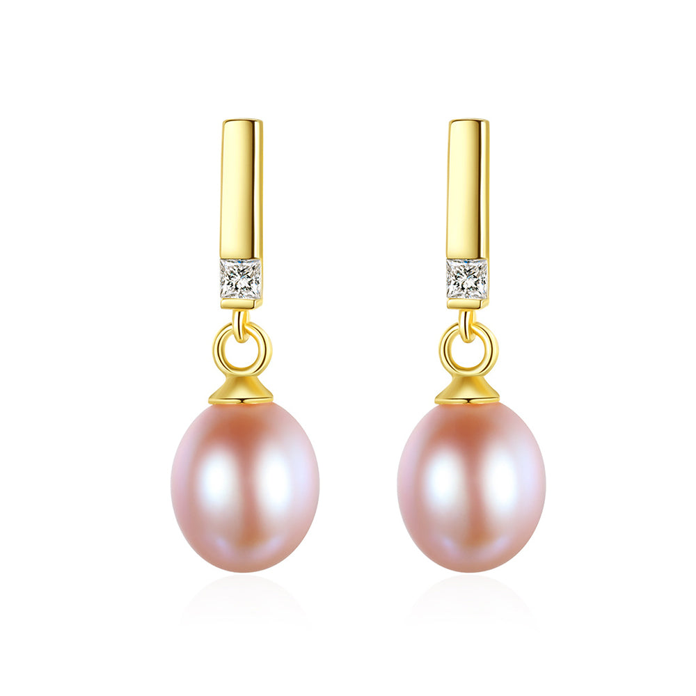 925 Sterling Silver Natural Pearl Drop Earrings Fashion Jewelry Gift for Women Girls