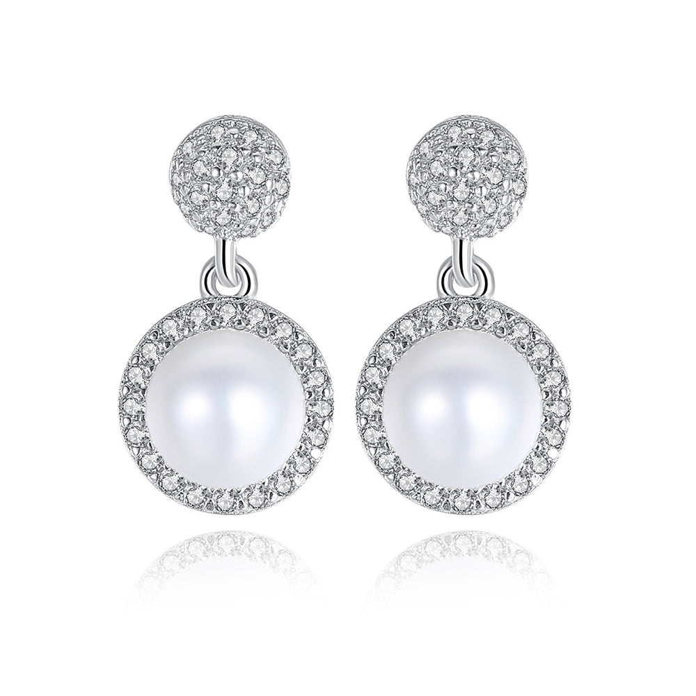 Pendientes colgantes de perla natural de plata de ley 925, joyería de moda, regalo para mujeres y niñas.