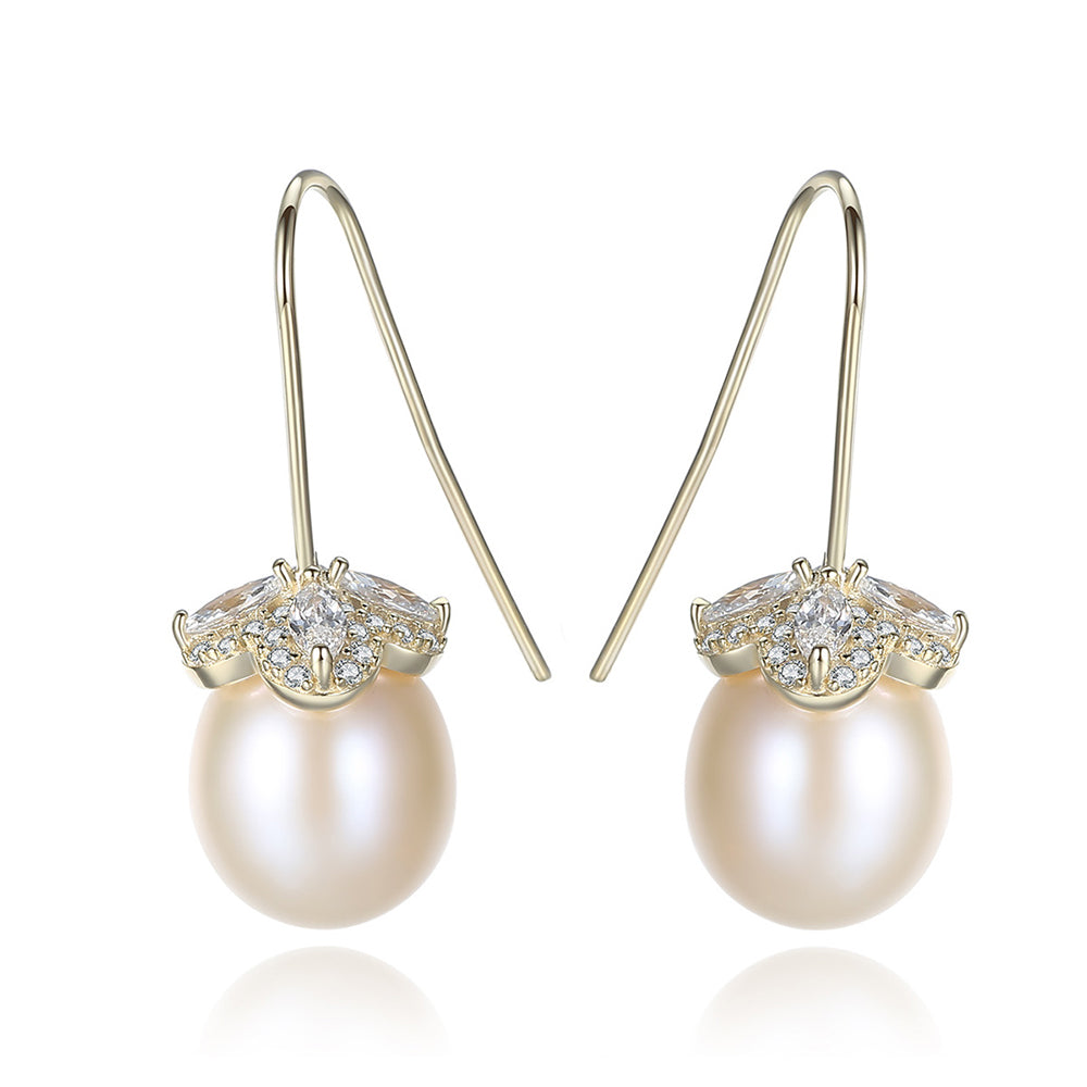 Pendientes colgantes de perla natural de plata de ley 925, joyería de moda, regalo para mujeres y niñas.
