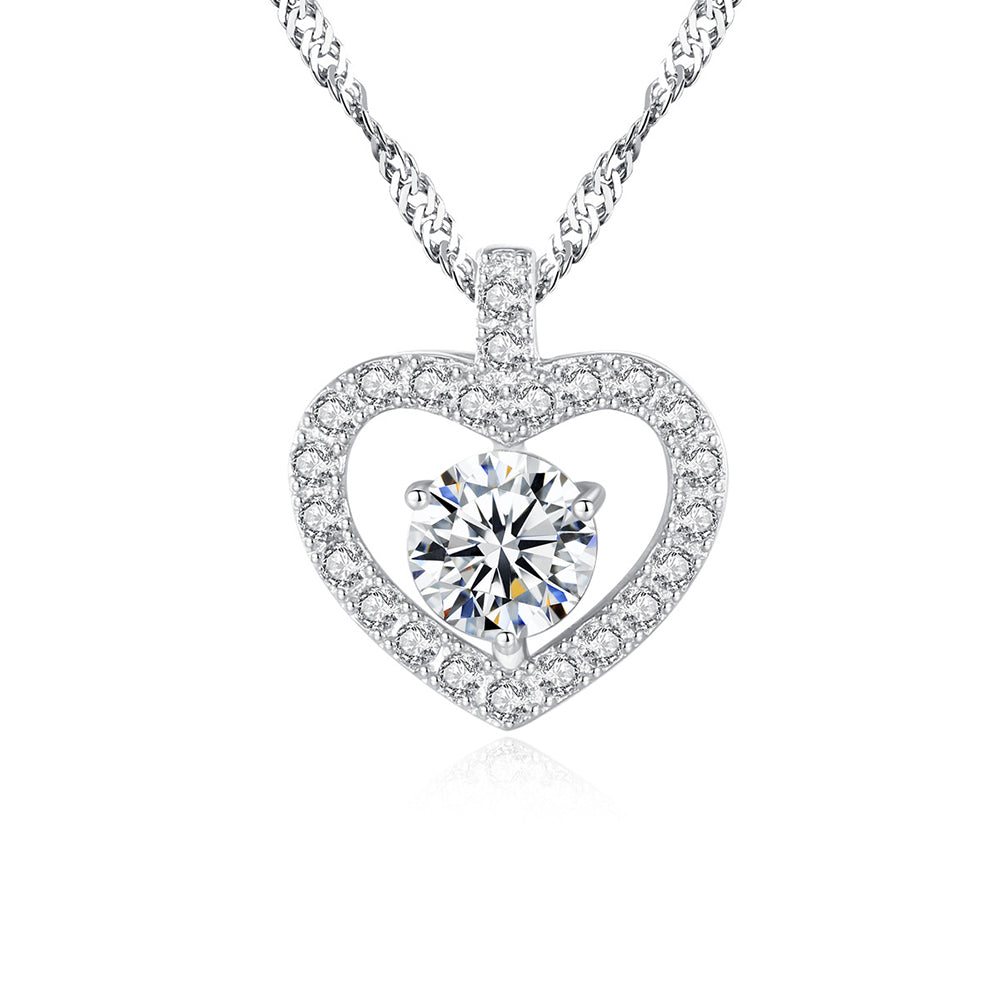 925 Sterling Silver Heart Necklace Fashion Jewelry Gift for Women Girls