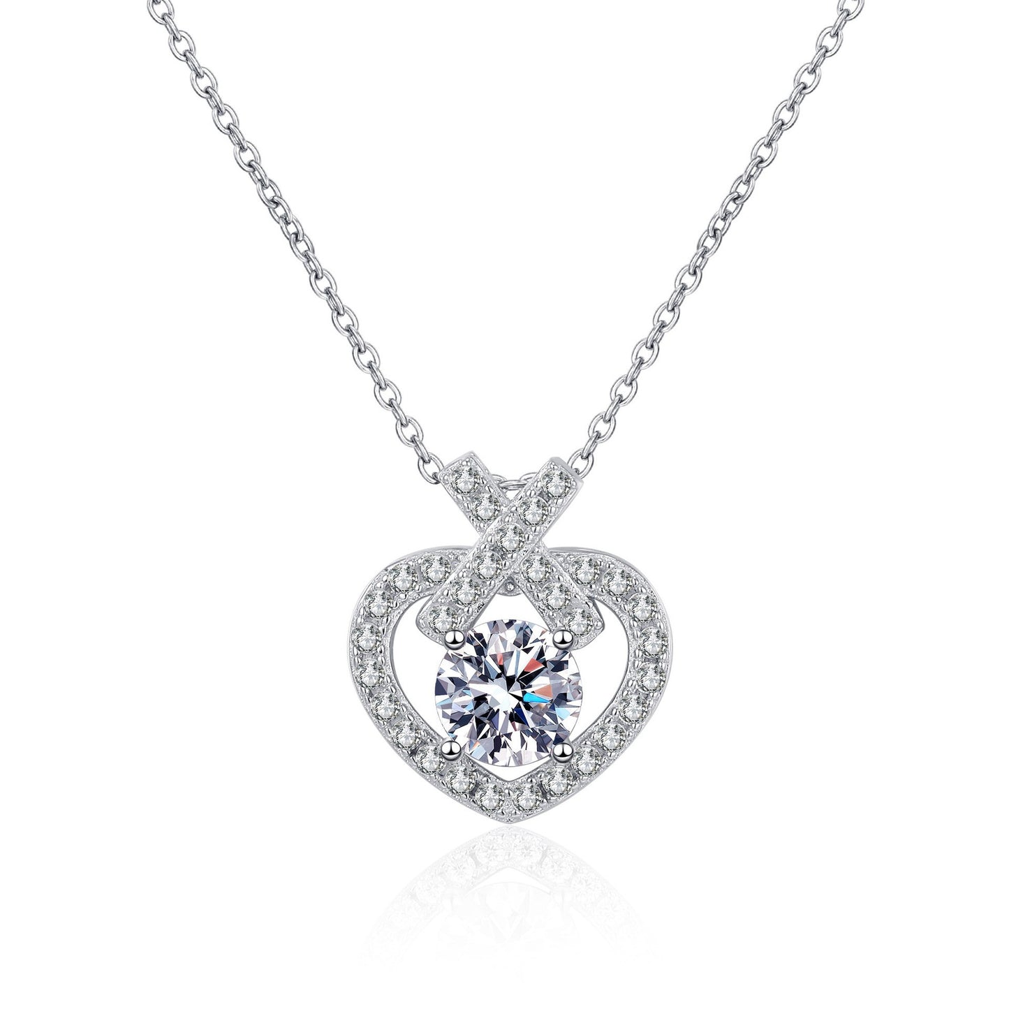 925 Sterling Silver Heart Moissanite Romantic Necklace