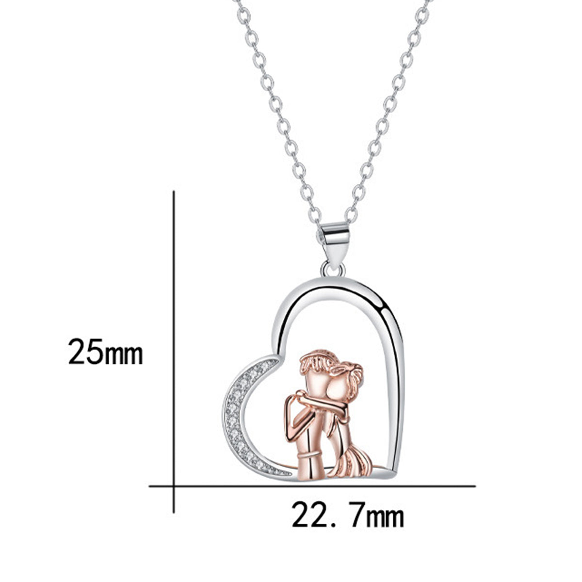 Copper With Silver/Rosegold Plated Heart Pendant Necklace