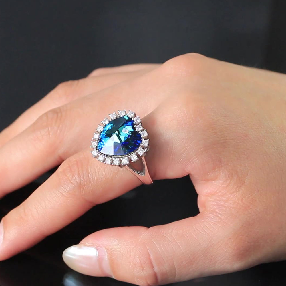 925 Sterling Silver Crystal Heart Ring