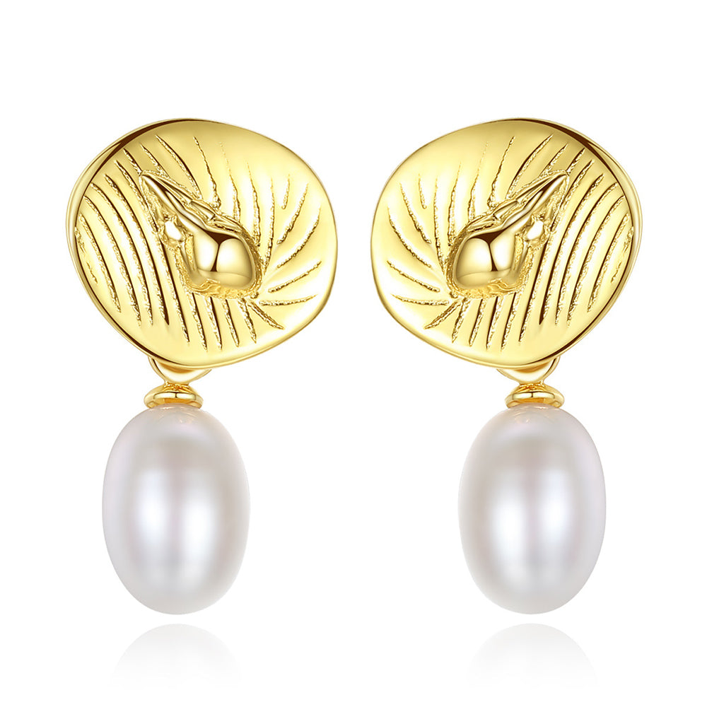 925 Sterling Silver Natural Pearl Long Drop Earrings Fashion Jewelry Gift for Women Girls