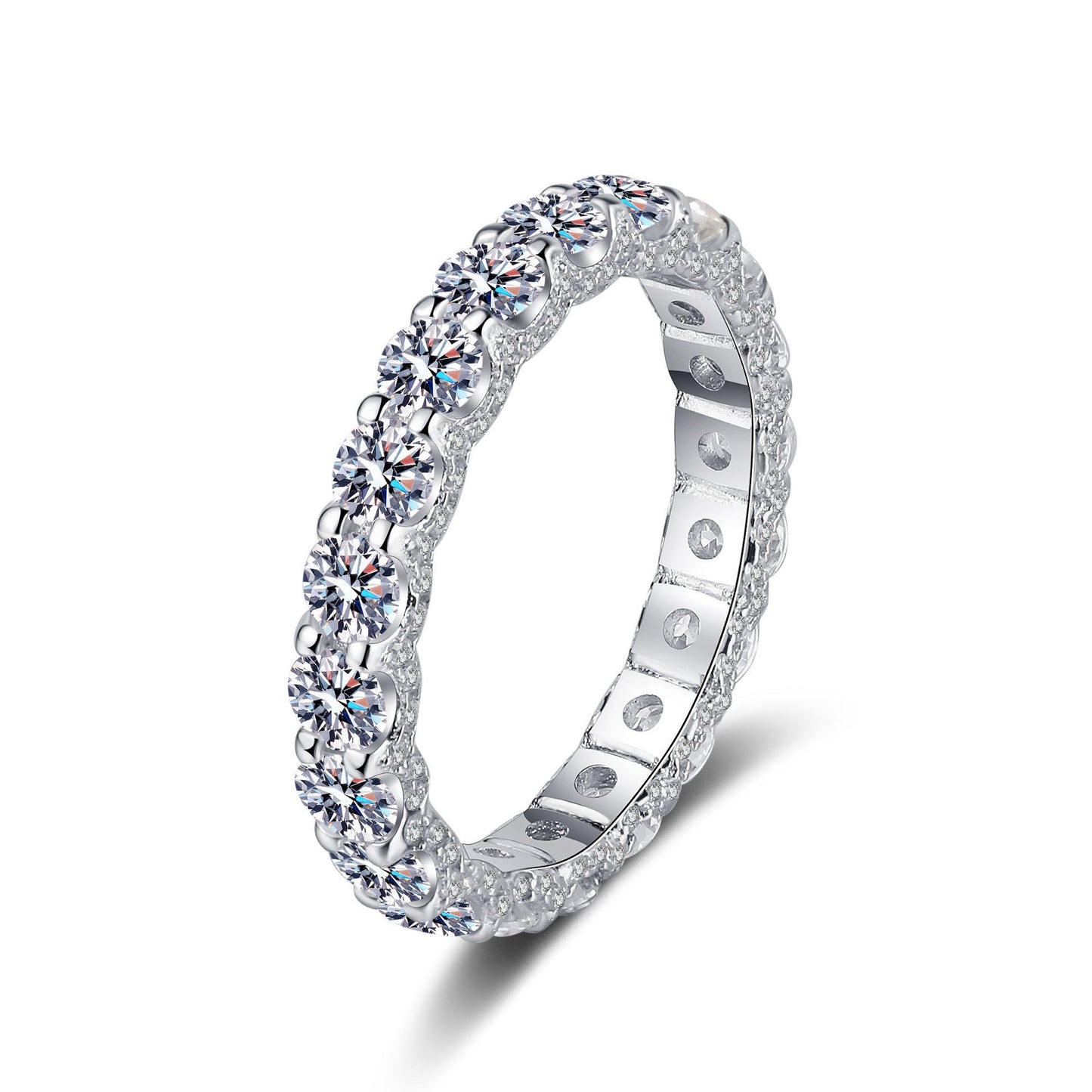 Fester Tennisring aus 925er Sterlingsilber mit Moissanit