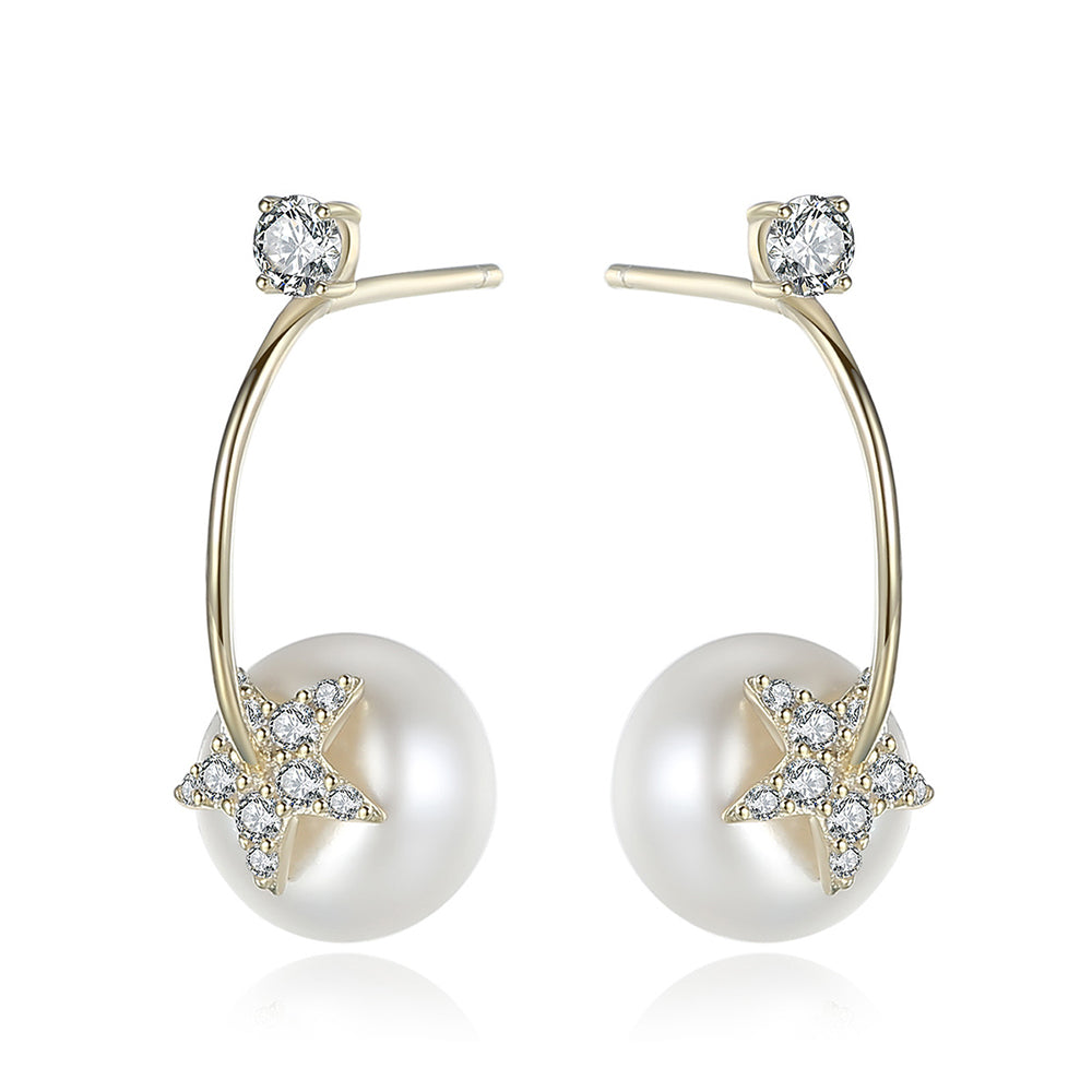 925 Sterling Silver Natural Pearl Long Drop Earrings Fashion Jewelry Gift for Women Girls