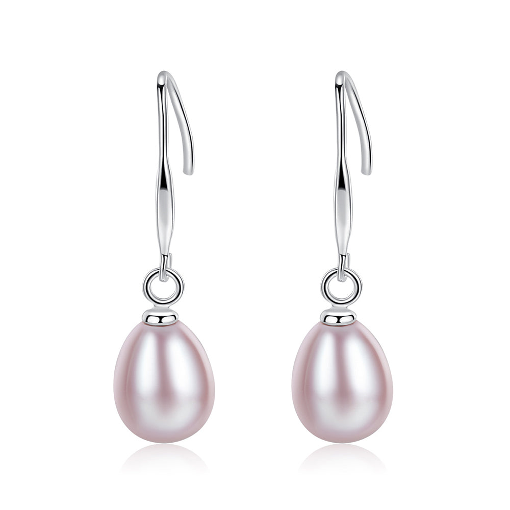 925 Sterling Silver Natural Pearl Drop Earrings Fashion Jewelry Gift for Women Girls