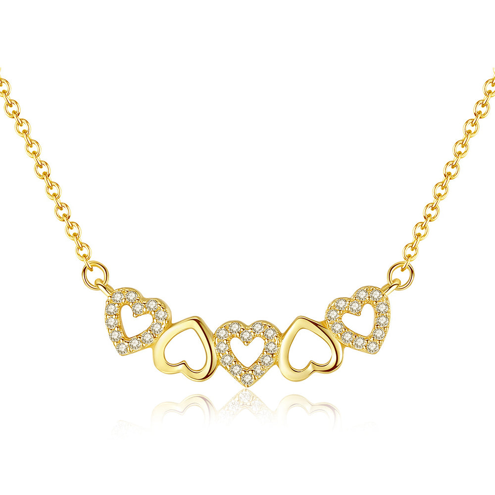 925 Sterling Silver Heart Necklace Fashion Jewelry Gift for Women Girls