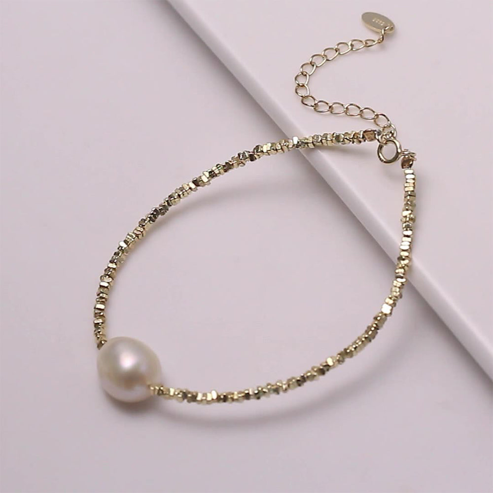 925 Sterling Silver Pearl Bracelet Fashion Jewelry Gift for Women Girls
