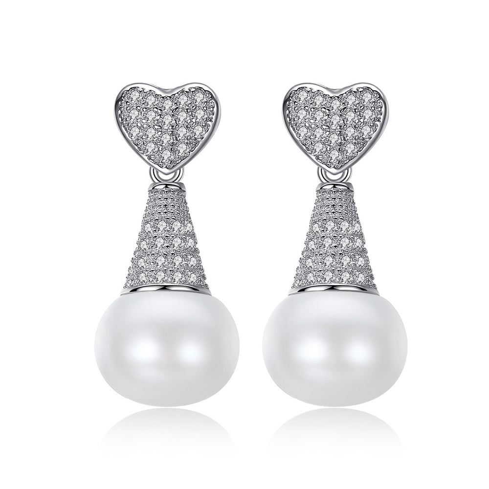 925 Sterling Silver Natural Pearl Drop Earrings Fashion Jewelry Gift for Women Girls