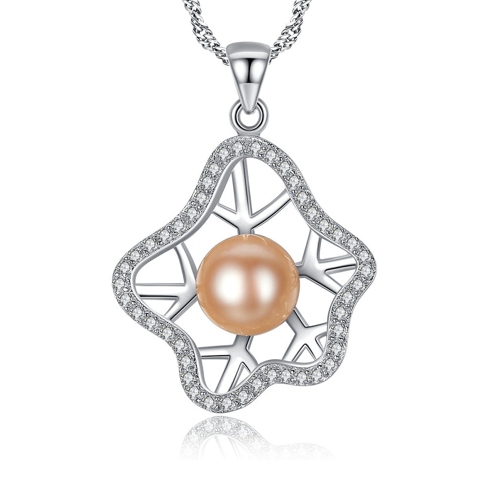 925 Sterling Silver Natural Pearl Drop Necklace Fashion Jewelry Gift for Women Girls