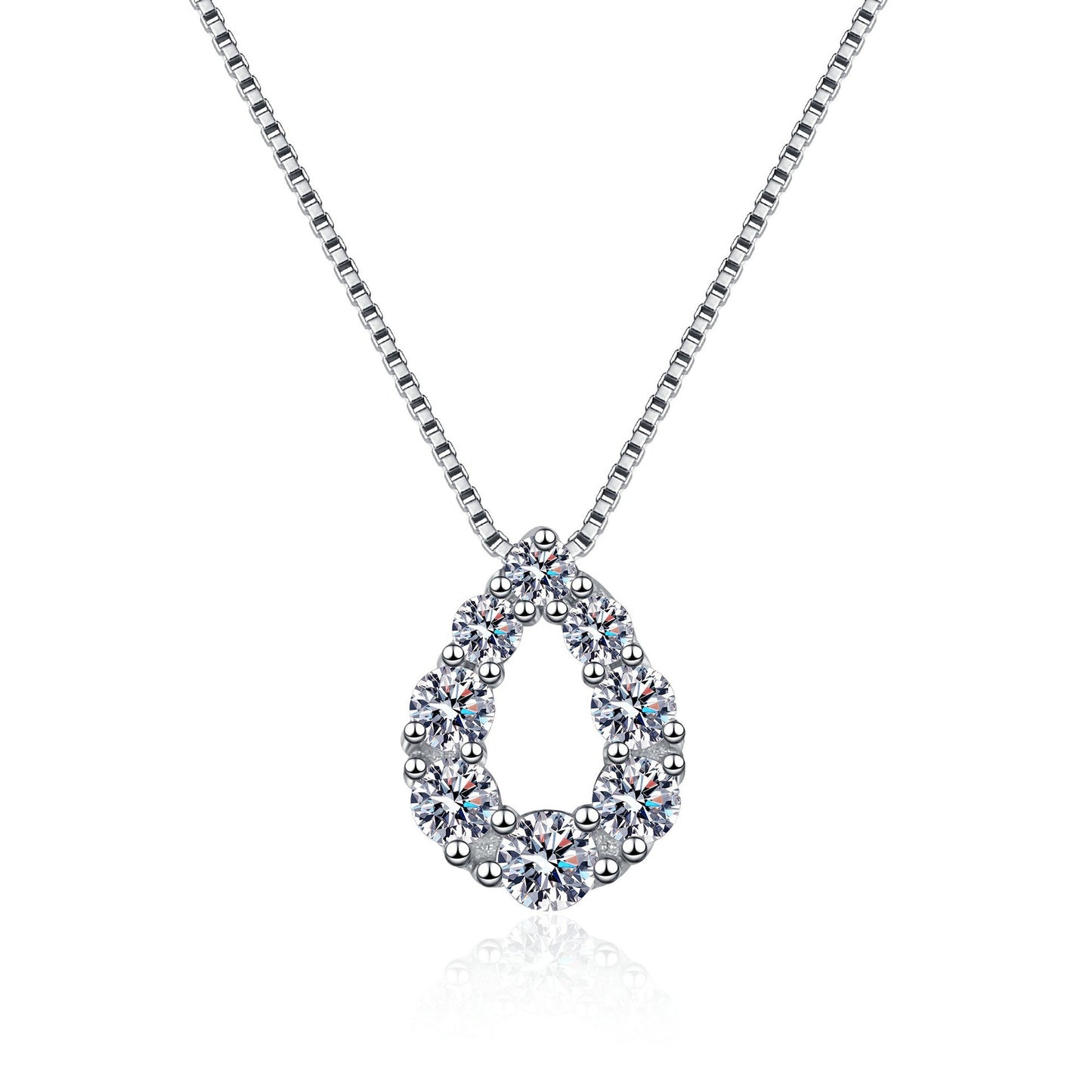 925 Sterling Silber Moissanit Tropfen Halo Halskette