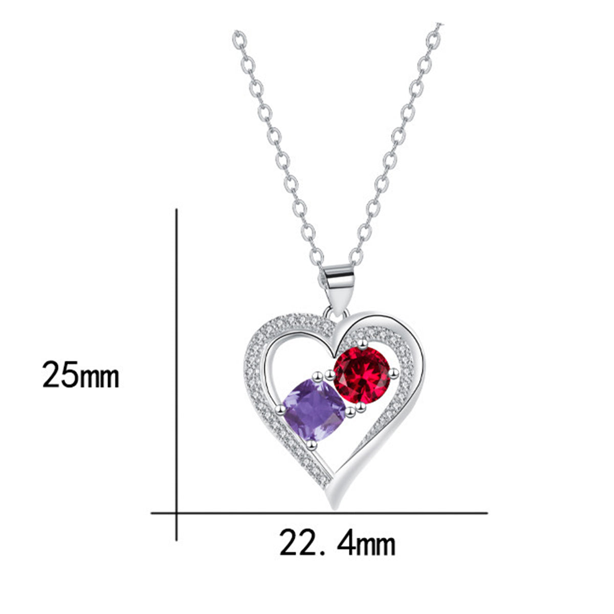 Copper With Silver Plated Heart Pendant Necklace