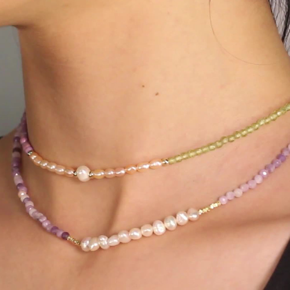 925 Sterling Silver Natural Pearl Necklace Fashion Jewelry Gift for Women Girls