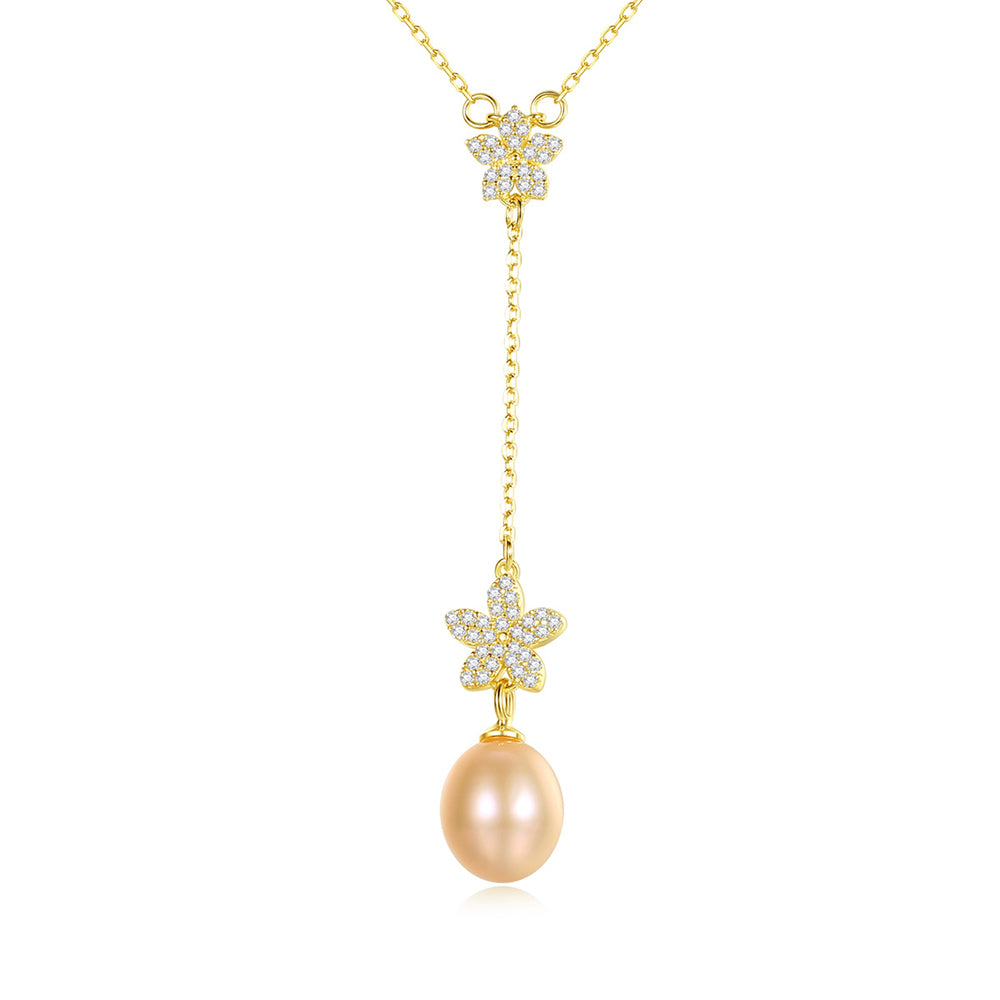 925 Sterling Silver Natural Pearl Drop Necklace Fashion Jewelry Gift for Women Girls