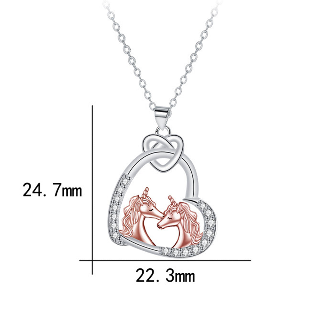 Copper With Silver/Rosegold Plated Heart Pendant Necklace