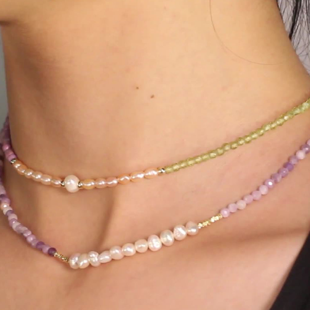 925 Sterling Silver Natural Pearl Necklace Fashion Jewelry Gift for Women Girls