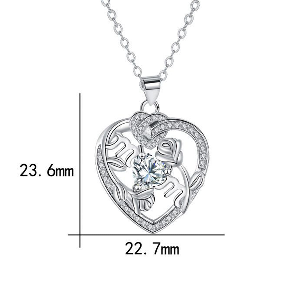 Copper With Silver Plated Heart Pendant Necklace for Women