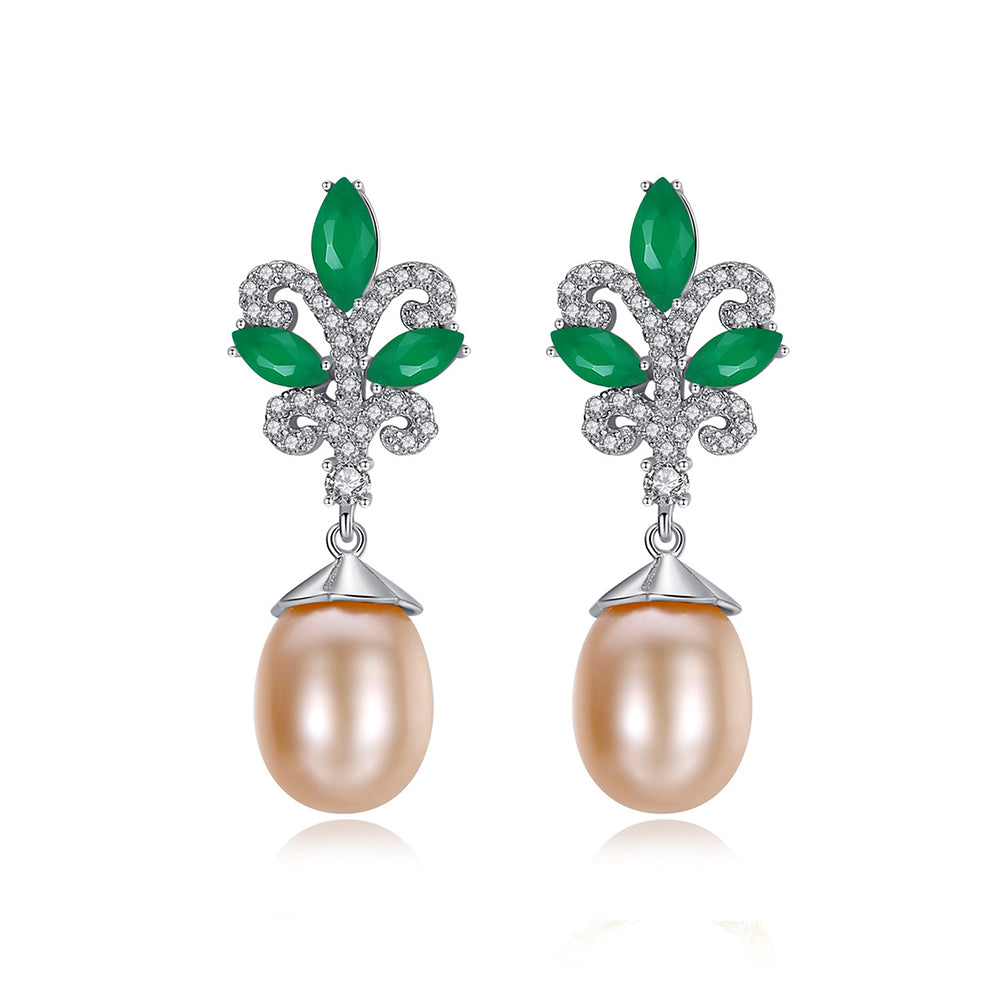 925 Sterling Silver Natural Pearl Drop Earrings Fashion Jewelry Gift for Women Girls