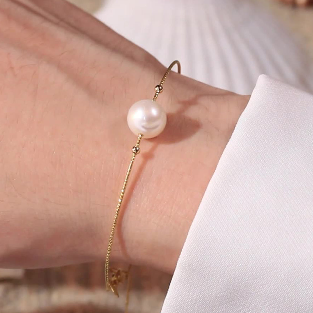 925 Sterling Silver Pearl Bracelet Fashion Jewelry Gift for Women Girls