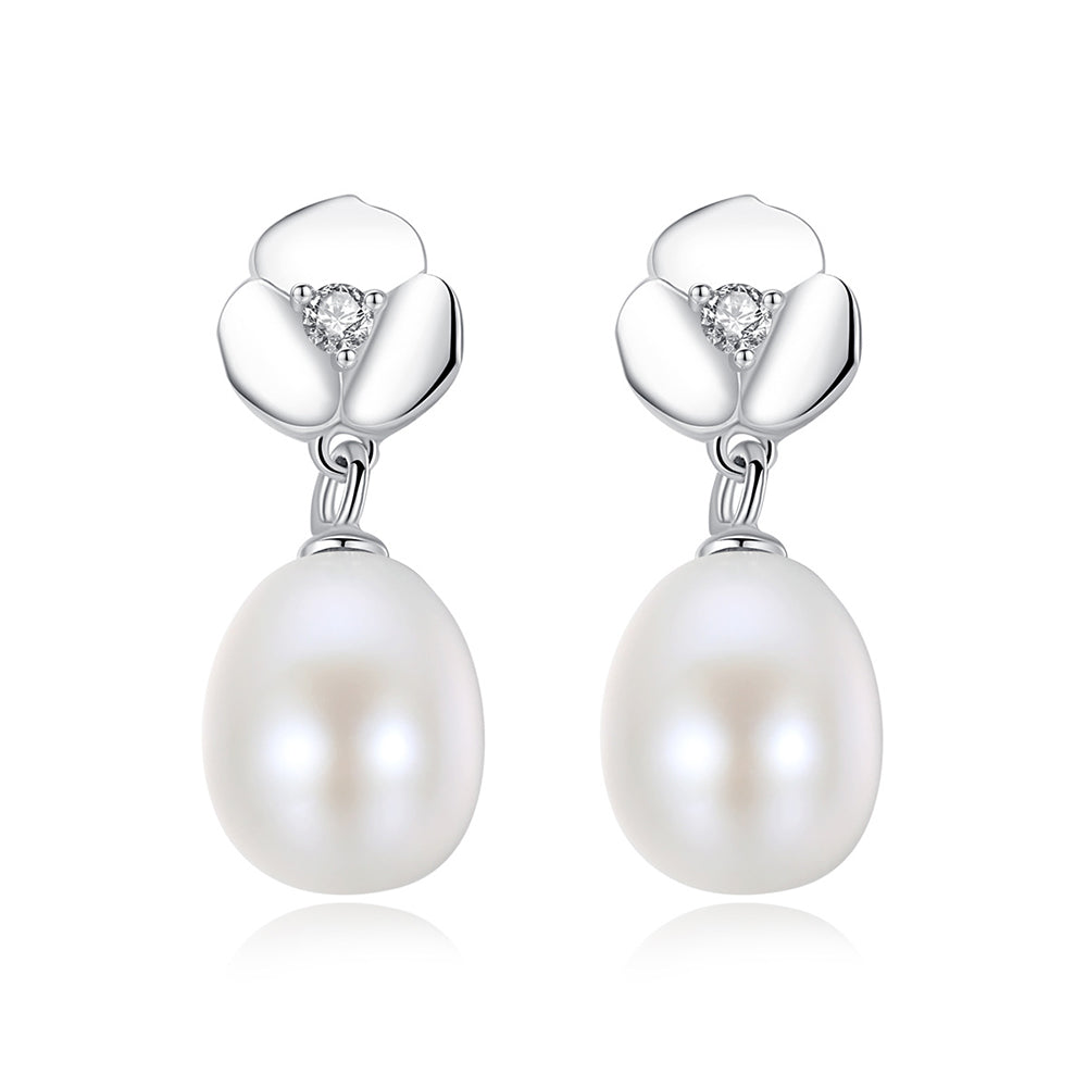 Pendientes colgantes de perla natural de plata de ley 925, joyería de moda, regalo para mujeres y niñas.