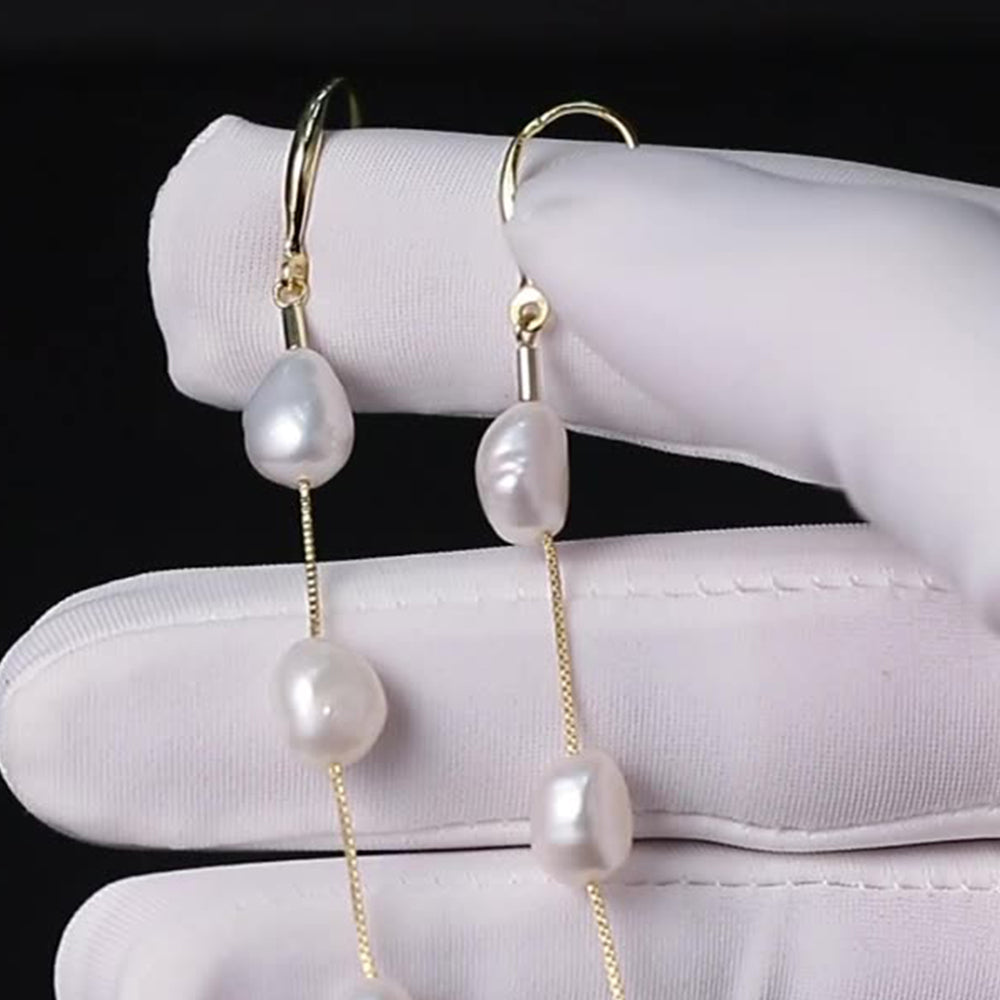 925 Sterling Silver Natural Pearl Earrings Fashion Jewelry Gift for Women Girl