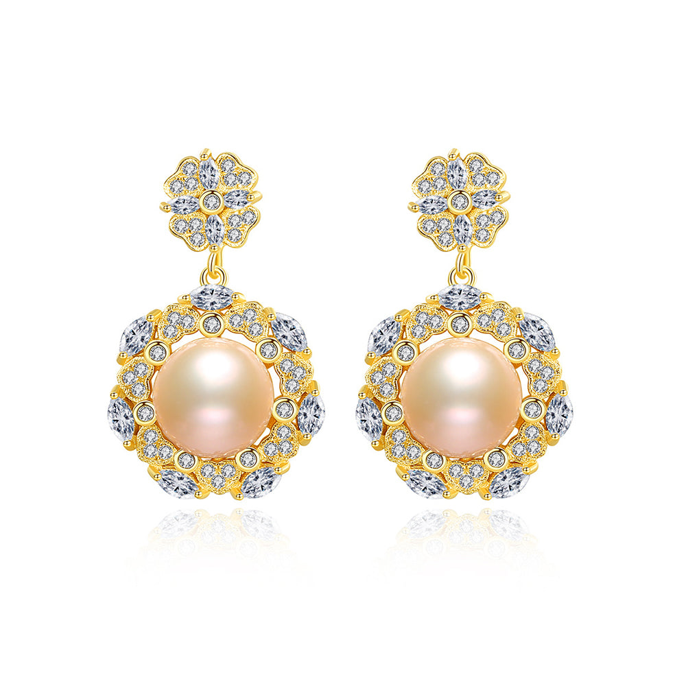 Pendientes colgantes de perla natural de plata de ley 925, joyería de moda, regalo para mujeres y niñas.