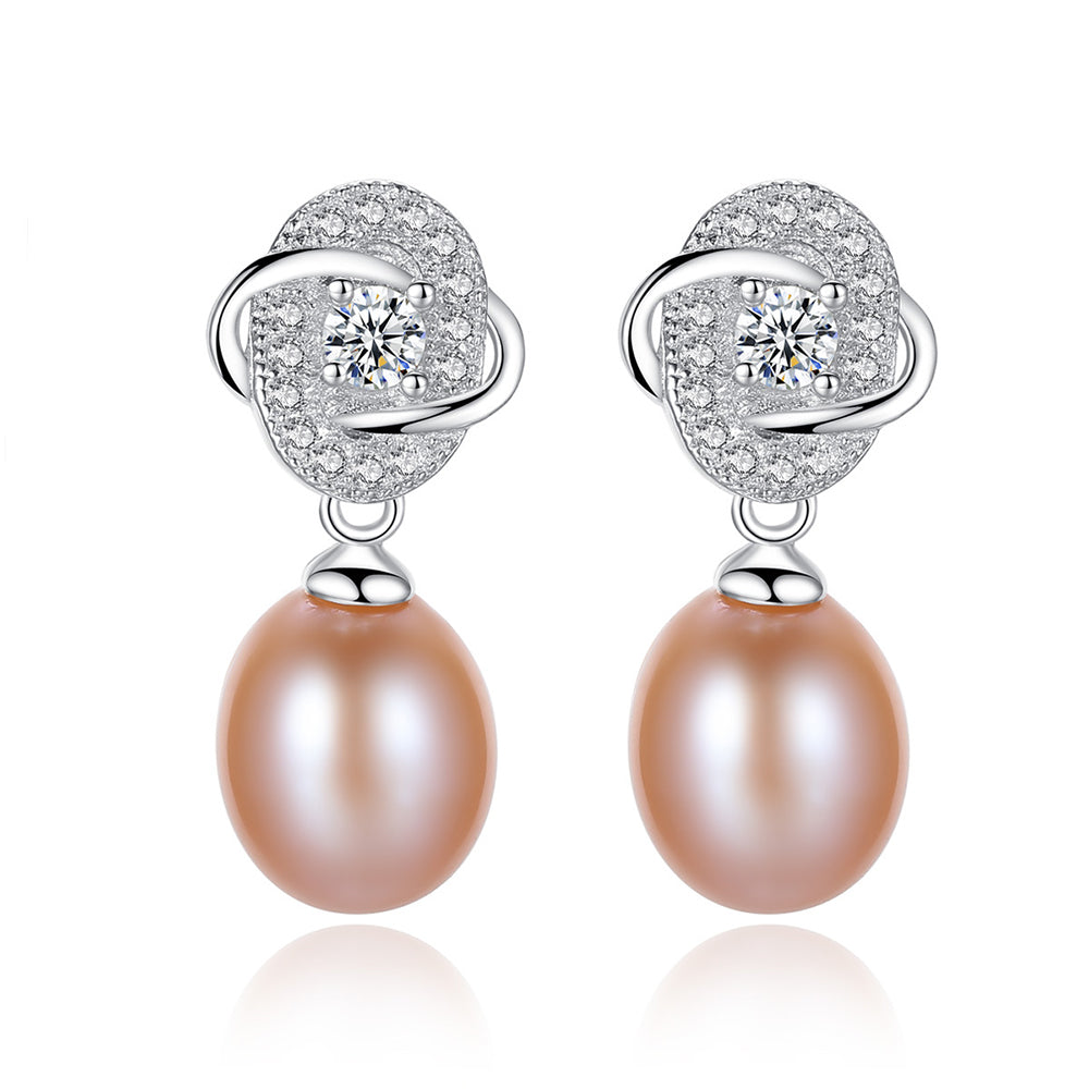 925 Sterling Silver Natural Pearl Drop Earrings Fashion Jewelry Gift for Women Girls