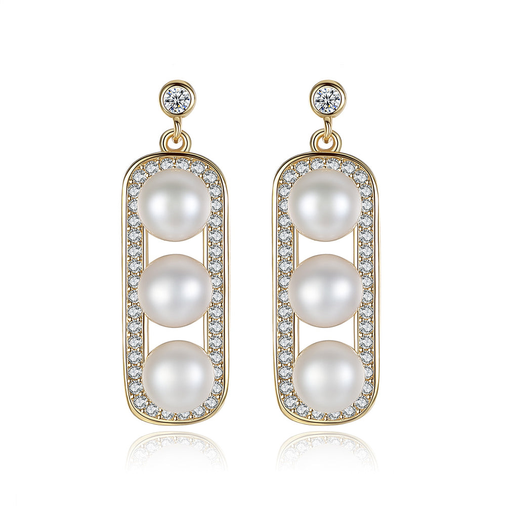 925 Sterling Silver Natural Pearl Drop Earrings Fashion Jewelry Gift for Women Girls