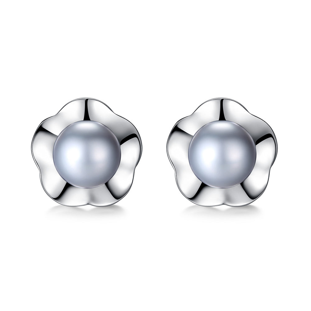 925 Sterling Silver Natural Pearl Stud Earrings Fashion Jewelry Gift for Women Girl
