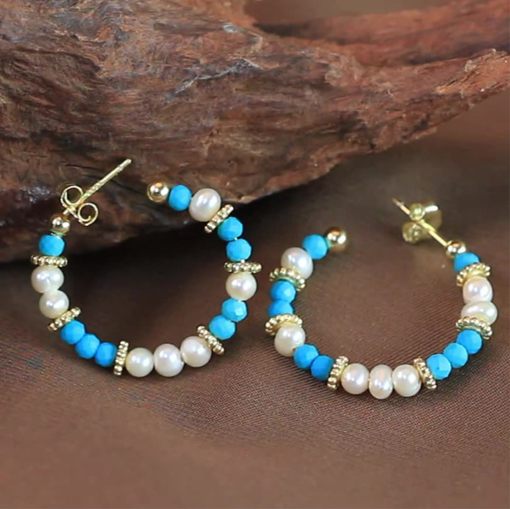 925 Sterling Silver Natural Pearl Earrings Fashion Jewelry Gift for Women Girl