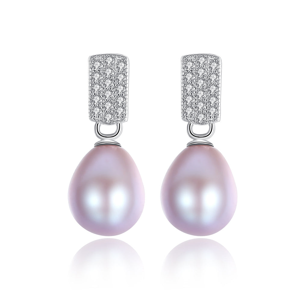 925 Sterling Silver Natural Pearl Drop Earrings Fashion Jewelry Gift for Women Girls