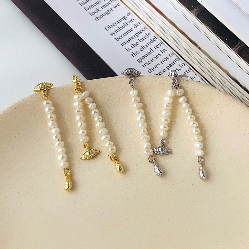 925 Sterling Silver Natural Pearl Earrings Fashion Jewelry Gift for Women Girl