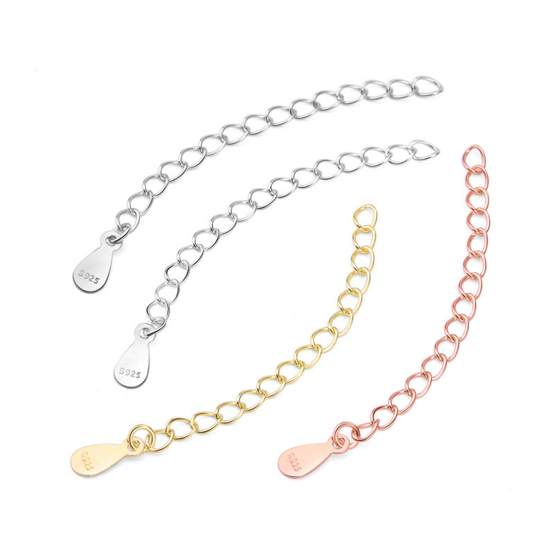 925 Sterling Silver Adjustable Extension Chain 3mm 5mm For Jewelry DIY
