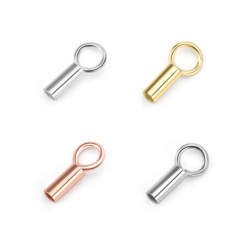 925 Sterling Silver Leather Caps Cord End For Glue in Jewelry DIY