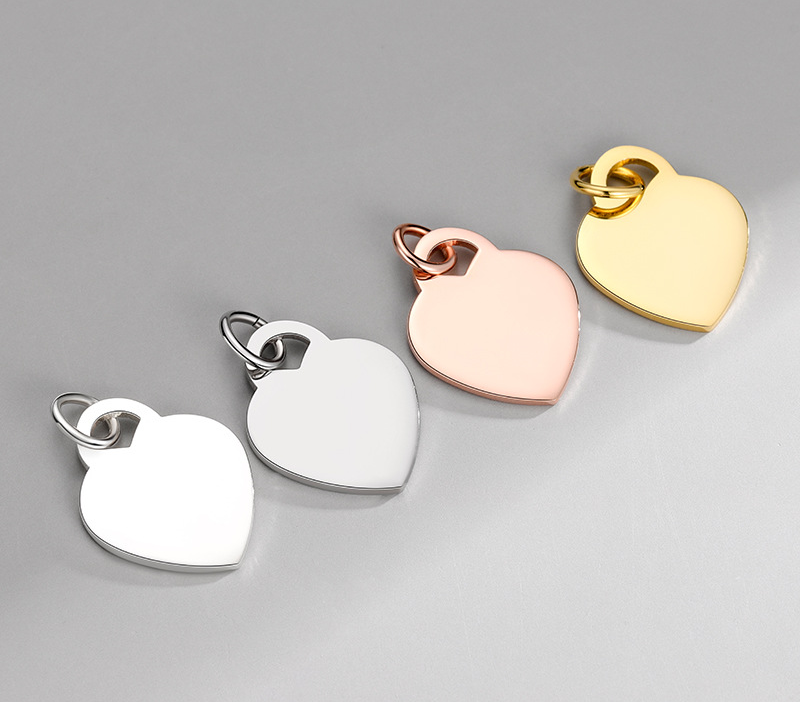 925 Sterling Silver Heart Blank Charm For Jewelry DIY
