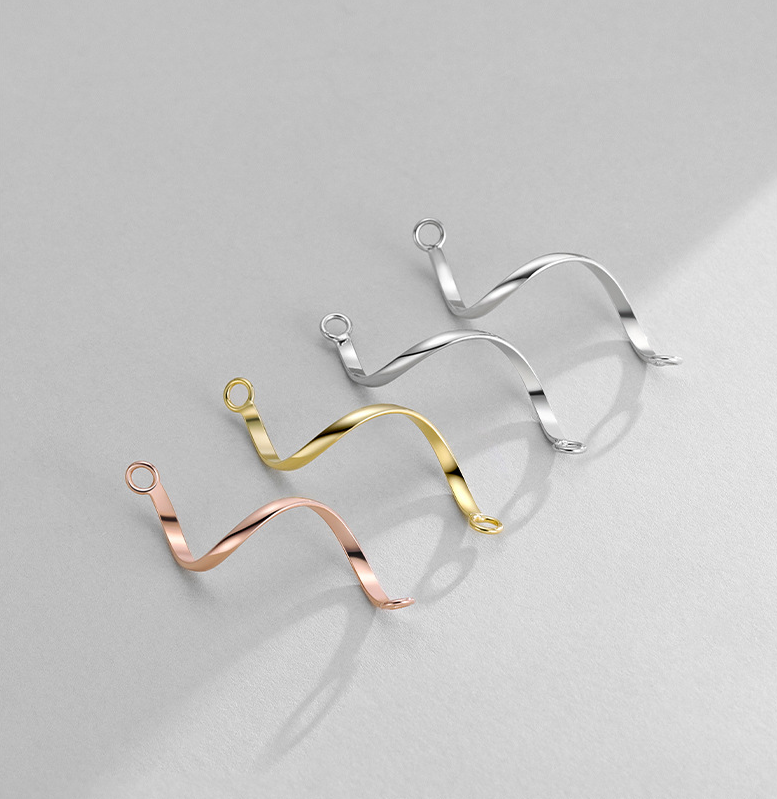 925 Sterling Silver Charm Wave Tube For Jewelry DIY