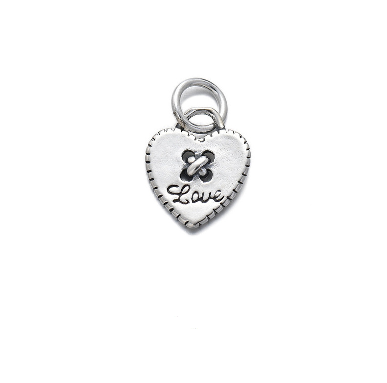 925 Sterling Silver Vintage Heart Charm For Jewelry DIY