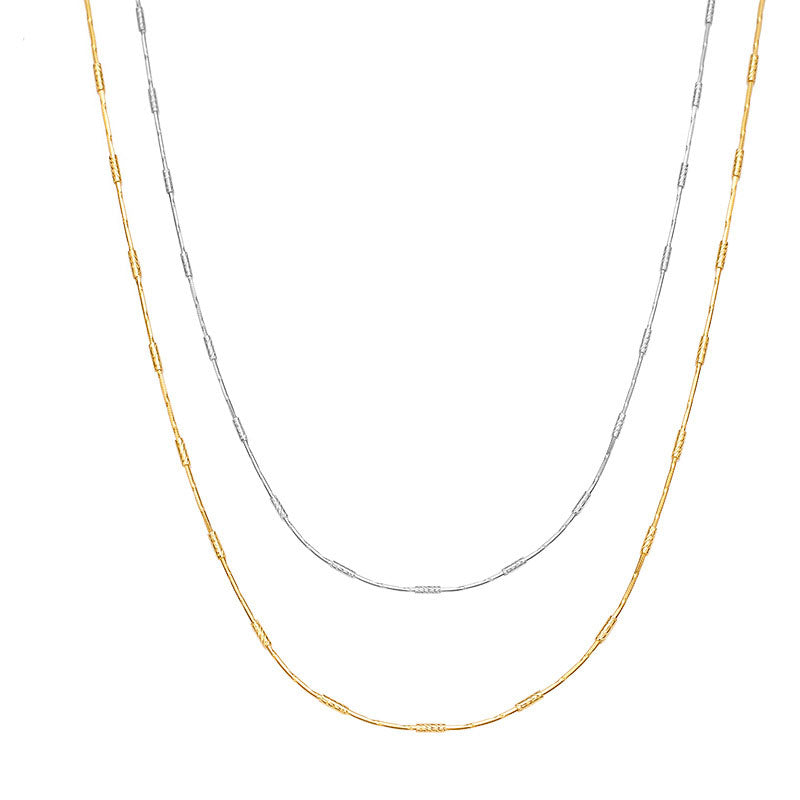 925 Sterling Silver Round Snake Chain With Beads