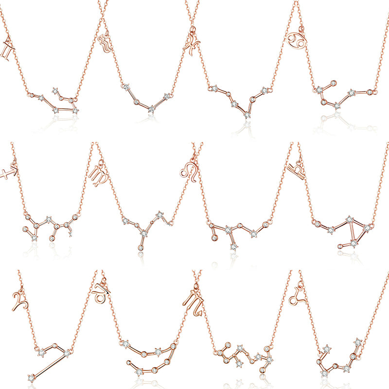 925 Sterling Silver Zodiac Sign Fashion Necklace