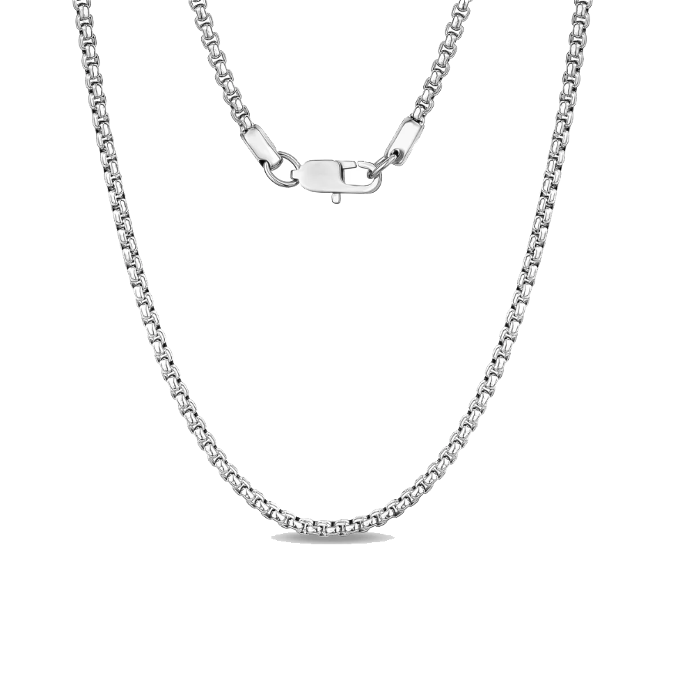 925 Sterling Silver 1.5mm 2mm 2.5mm Fiagro Round Box Link Chain