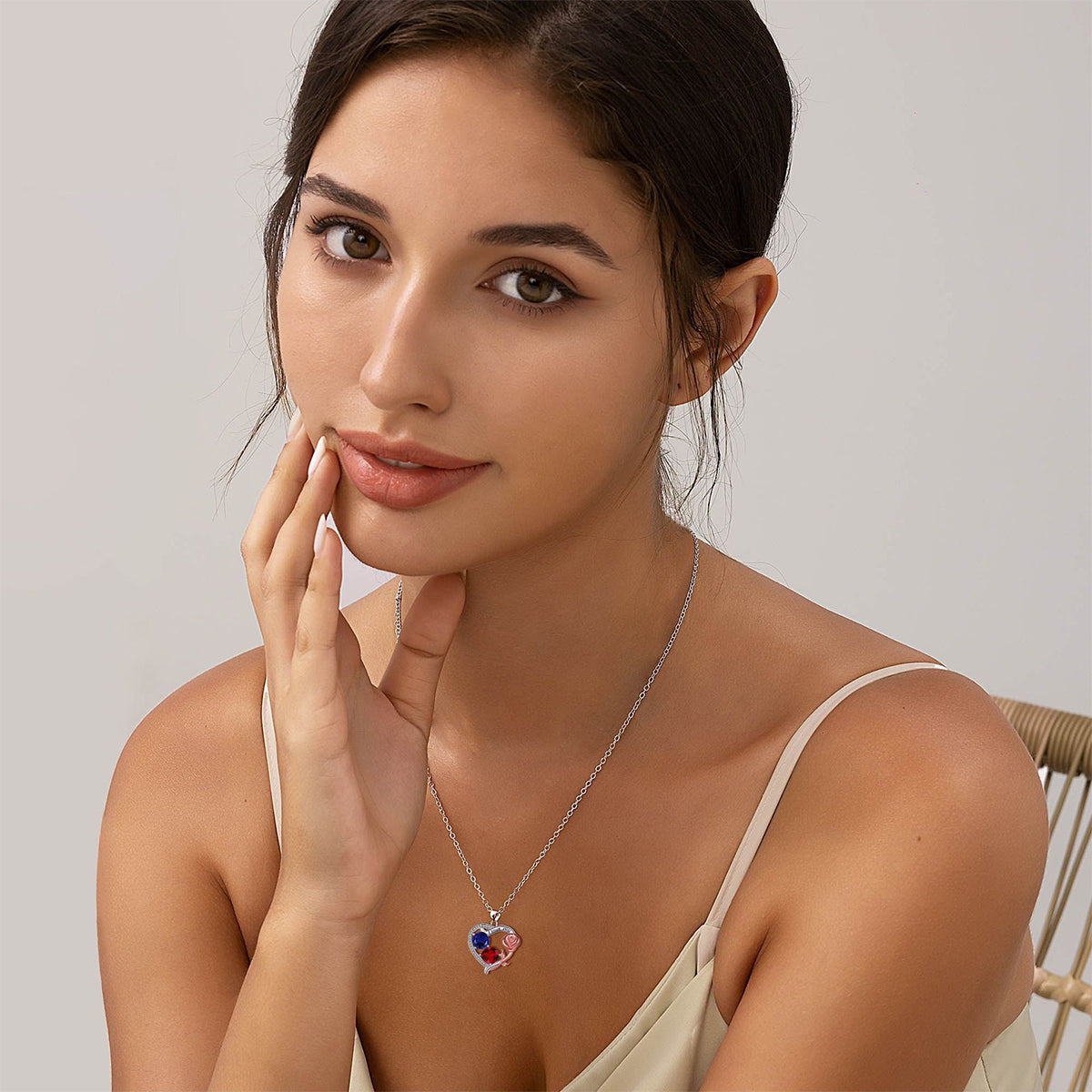 Copper With Silver/Rosegold Plated Heart Pendant Necklace